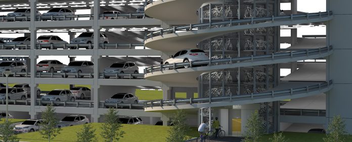 WÖHR Visualisierung Bikesafe © WÖHR Autoparksysteme GmbH_web Innovation aus Calw: Fahrradparken in einer Parkhausspindel – © WÖHR Autoparksysteme GmbH